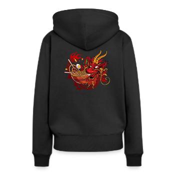 Ramen dragon japon - Sweat à capuche Premium bio Femme - noir - Dos - Julia (174cm)