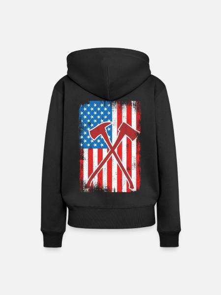 4. Juli US Feuerwehrmann - Frauen Premium Bio Hoodie - Schwarz