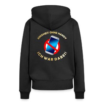 Kindheit ohne Handy ich war dabei - Frauen Premium Bio Hoodie - Schwarz - Hinten - Julia (174cm)