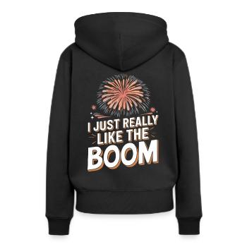 Pyrotechniker Feuerwerk Pyrotechnik - Frauen Premium Bio Hoodie - Schwarz - Hinten - Julia (174cm)