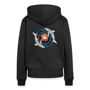 Weißspitzenhochseehaie Hawaiianisch Polynesisch - Frauen Premium Bio Hoodie - Schwarz - Hinten - Julia (174cm)