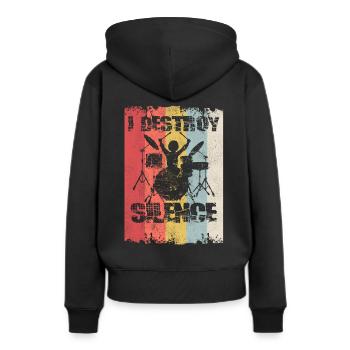 Je détruis le silence - Sweat à capuche Premium bio Femme - noir - Dos - Julia (174cm)