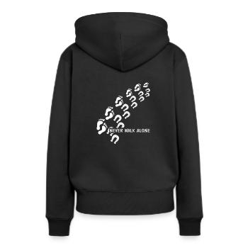 never walk alone pferd - Frauen Premium Bio Hoodie - Schwarz - Hinten - Julia (174cm)