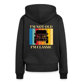 Ich bin nicht alt, ich bin ein Klassiker-Auto - Frauen Premium Bio Hoodie - Schwarz - Hinten - Julia (174cm)