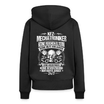 KFZ-Mechatroniker/KFZ-Mechatronik/Geschenk - Frauen Premium Bio Hoodie - Schwarz - Hinten - Julia (174cm)