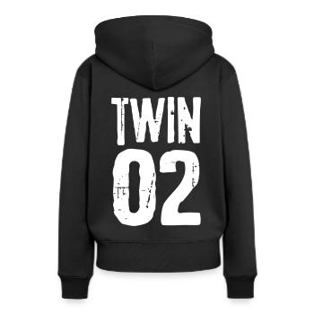 Twin 01 02 Twins Partnerlook Twin cadeau - Sweat à capuche Premium bio Femme - noir - Dos - Julia (174cm)