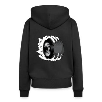 Gib Gummi Auto Burnout qualmender Reifen - Frauen Premium Bio Hoodie - Schwarz - Hinten - Julia (174cm)