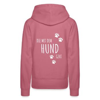 Le chien va | Pattes de chien go-go - Sweat à capuche Premium bio Femme - mauve - Dos - Isabella (175cm)
