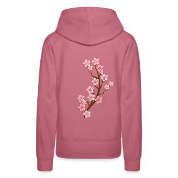 Cherry Blossom - Women’s Premium Organic Hoodie - mauve - Back - Isabella (175cm)