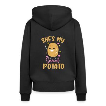 She’s My Sweet Potato I Yam funny thanksgiving - Sweat à capuche Premium bio Femme - noir - Dos - Julia (174cm)