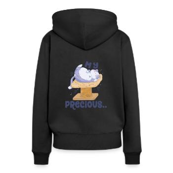 Mon précieux chat sur un amoureux des chats Scretching Post - Sweat à capuche Premium bio Femme - noir - Dos - Julia (174cm)