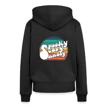Spooky Scary Sunday Trendy Retro Rainbow - Frauen Premium Bio Hoodie - Schwarz - Hinten - Julia (174cm)
