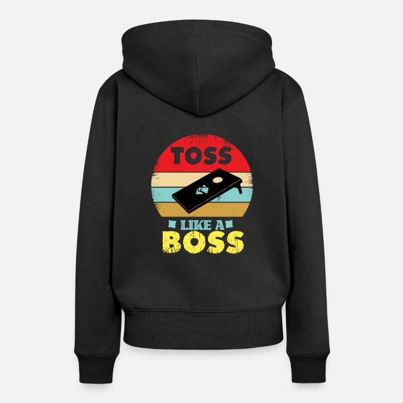 Cornhole Throw Like a Boss - Frauen Premium Bio Hoodie - Schwarz