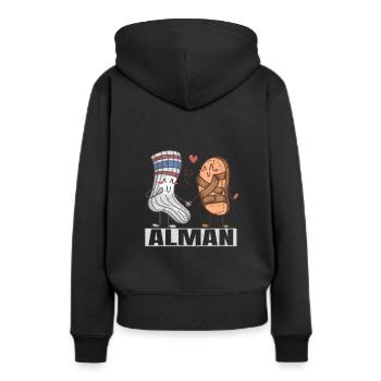 Alman avec des sandales et des chaussettes Typiquement allemand - Sweat à capuche Premium bio Femme - noir - Dos - Julia (174cm)