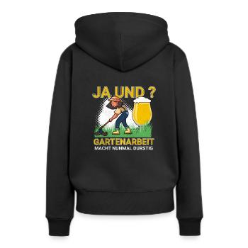 Gartenarbeit Macht Durstig für Hobbygärtner und - Frauen Premium Bio Hoodie - Schwarz - Hinten - Julia (174cm)