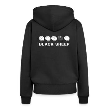 Mouton - Sweat à capuche Premium bio Femme - noir - Dos - Julia (174cm)