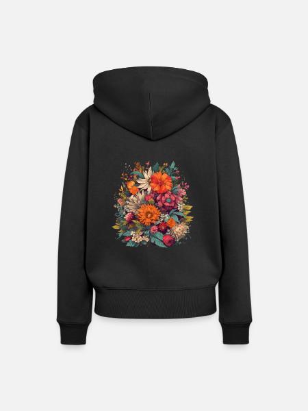 Blumenstrauß Bunt Garten - Frauen Premium Bio Hoodie - Schwarz