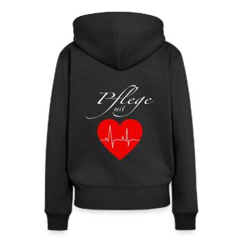 Herzschlag Pflege Geschenk Empathie Altenpflege - Frauen Premium Bio Hoodie - Schwarz - Hinten - Julia (174cm)