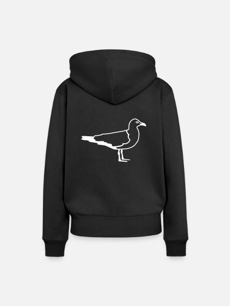 Möwe - Frauen Premium Bio Hoodie - Schwarz