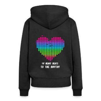 Mein Herz schlägt im Rhythmus - Frauen Premium Bio Hoodie - Schwarz - Hinten - Julia (174cm)