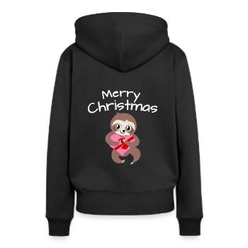 Baby Paresseux - Joyeux Noël - Sweat à capuche Premium bio Femme - noir - Dos - Julia (174cm)