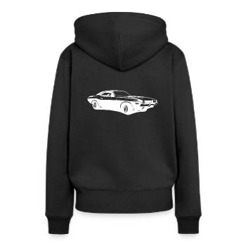 Sportwagen - Frauen Premium Bio Hoodie - Schwarz - Hinten - Julia (174cm)