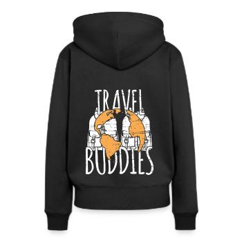 Reisen - Frauen Premium Bio Hoodie - Schwarz - Hinten - Julia (174cm)