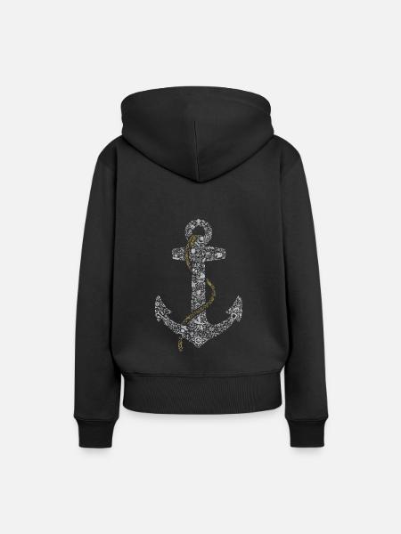 Anker | Maritime Bilder Piktogramme - Frauen Premium Bio Hoodie - Schwarz