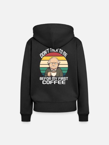 Ne me parlez pas, avant mon premier café blanc - Sweat à capuche Premium bio Femme - noir