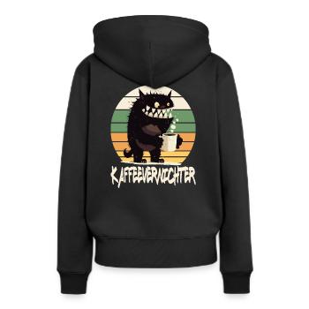 Kaffee Monster Kaffeevernichter - Frauen Premium Bio Hoodie - Schwarz - Hinten - Julia (174cm)