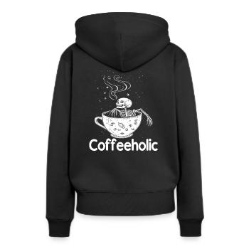 Coffeeholic Motif - Women’s Premium Organic Hoodie - black - Back - Julia (174cm)
