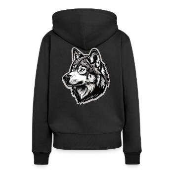 Wolf and half husky - Women’s Premium Organic Hoodie - black - Back - Julia (174cm)