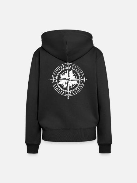 Kompass - Frauen Premium Bio Hoodie - Schwarz