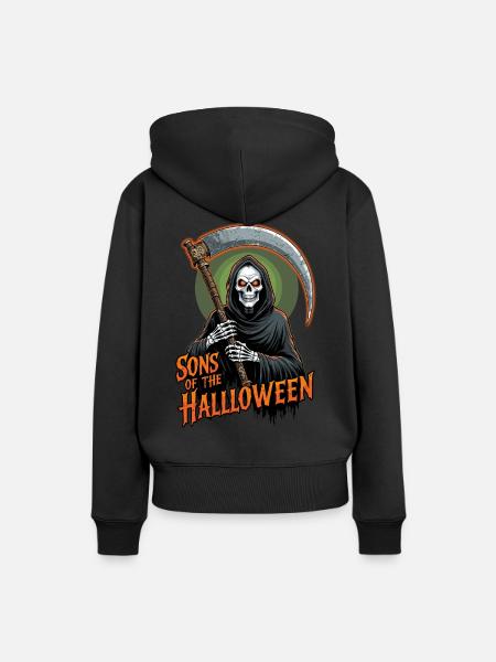 Halloween Sensenmann - Dame Premium hoodie, økologisk bomuld - sort