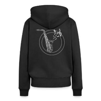 Saxofon - Frauen Premium Bio Hoodie - Schwarz - Hinten - Julia (174cm)