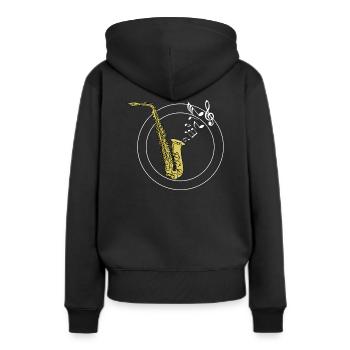 Saxofon - Frauen Premium Bio Hoodie - Schwarz - Hinten - Julia (174cm)
