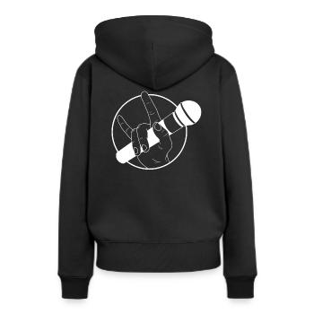 Mikrofon - Frauen Premium Bio Hoodie - Schwarz - Hinten - Julia (174cm)
