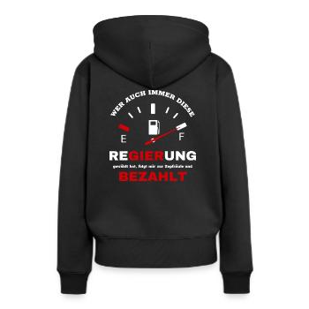 Wer die Regierung wählt bezahlt an der Zapfsäule - Frauen Premium Bio Hoodie - Schwarz - Hinten - Julia (174cm)