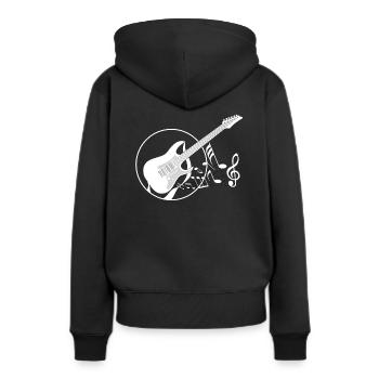 E-Gitarre - Frauen Premium Bio Hoodie - Schwarz - Hinten - Julia (174cm)