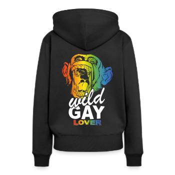 Wilder schwuler Liebhaber - Frauen Premium Bio Hoodie - Schwarz - Hinten - Julia (174cm)