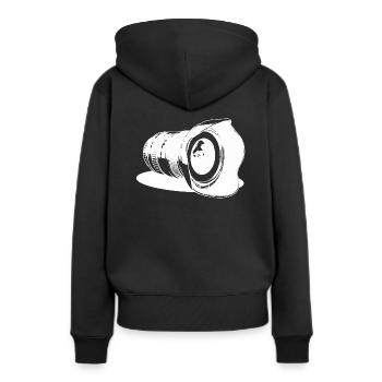 Caméra objectif - Sweat à capuche Premium bio Femme - noir - Dos - Julia (174cm)