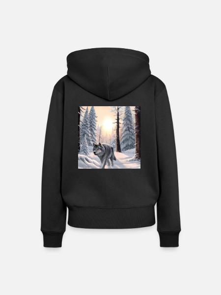 Einsamer Wolf - Frauen Premium Bio Hoodie - Schwarz
