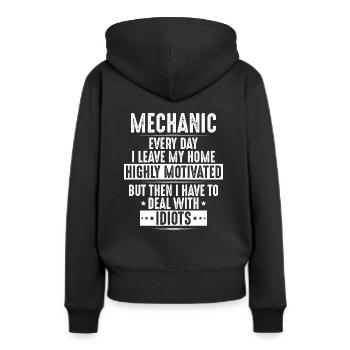 Mécanicien Mécanicien Mécanicien - Sweat à capuche Premium bio Femme - noir - Dos - Julia (174cm)