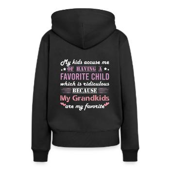 Enkelkind Kinder Favorit - Frauen Premium Bio Hoodie - Schwarz - Hinten - Julia (174cm)