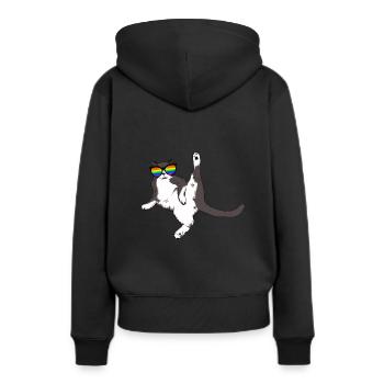 Cat Love Gay and Lesbian LGBT Pride - Frauen Premium Bio Hoodie - Schwarz - Hinten - Julia (174cm)