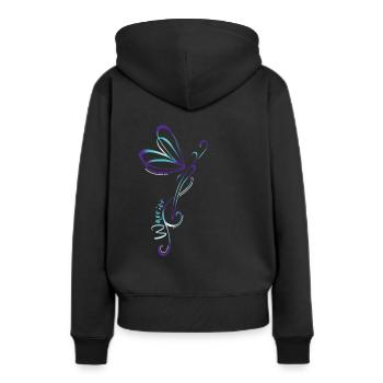 Sensibilisation aux papillons de dépression suicide - Sweat à capuche Premium bio Femme - noir - Dos - Julia (174cm)