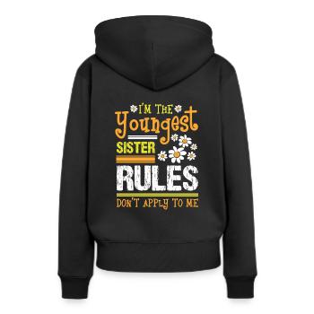 Ich bin der jüngste Schwester Regeln gelten nicht - Frauen Premium Bio Hoodie - Schwarz - Hinten - Julia (174cm)