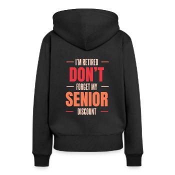 Pension de retraité drôle - Sweat à capuche Premium bio Femme - noir - Dos - Julia (174cm)