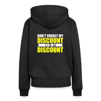 Pension de retraité N’oubliez pas ma réduction - Sweat à capuche Premium bio Femme - noir - Dos - Julia (174cm)