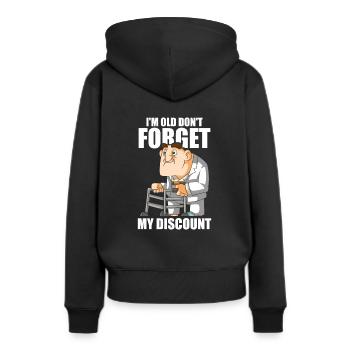 Retraite Pension Humour N’oubliez pas ma réduction - Sweat à capuche Premium bio Femme - noir - Dos - Julia (174cm)